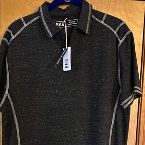 BKE Charcoal Polo Shirt with Contrast Stitching, NWT.